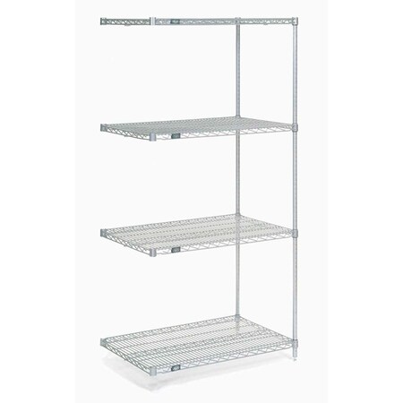 Nexel 5 Tier Chrome Wire Shelving Add-On Unit, 24W x 24D x 74H A24247C5